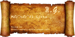 Mátéfi Gitta névjegykártya
